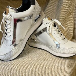 Michael Kors White and Silver Women's Sneakers